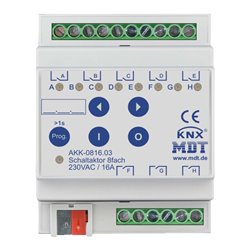 MDT technologies Schaltaktor 8-fach 4TE REG, 16A, 230VAC, Komp. AKK-0816.03