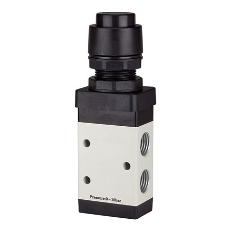 RIEGLER 3/2-Wegeventil manuell Druckknopf schwarz