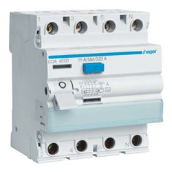 Hager FI-Schutzschalter 4pol. 25A/30mA, 6kA CDA425D