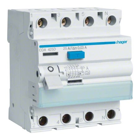Hager FI-Schutzschalter 4pol. 25A/30mA, 6kA CDA425D