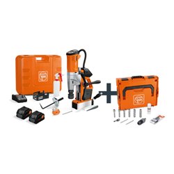 Fein Akku-Universal-Magnet-Kernbohrmaschine bis 35 mm mit Anwenderset, AKBU 35 PMQW 18 V AS Construction-Site 2x 8 Ah Set 3/4 in