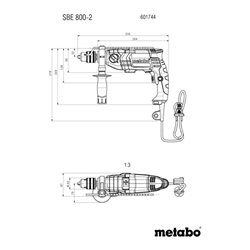 Metabo Schlagbohrmaschine SBE 800-2 (601744510) Kunststoffkoffer