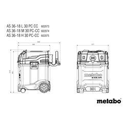 Metabo Akku-Nass-/Trockensauger AS 36-18 H 30 PC-CC (602075850) mit manueller Filterabreinigung und CordlessControl