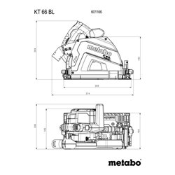Metabo Tauchkreissäge KT 66 BL (691219000) mit Führungsschiene FS 160, metaBOX 340