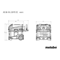 Metabo Akku-Nass-/Trockensauger AS 36-18 L 20 PC-CC (602072850) mit manueller Filterabreinigung und CordlessControl