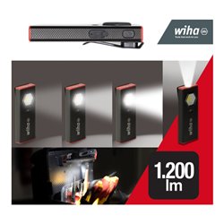 Wiha Handleuchte 1.200 lm, mit On-/Off Sensor, Handlampe mit Dimmfunktion, Akku LED Handleuchte, USB-C aufladbar, 10 h Leuchtdau
