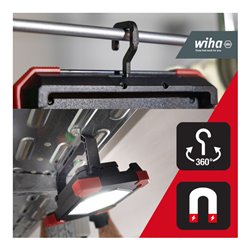 Wiha Akku-Baustrahler 30W, 3.000 lm, mit 3 Leuchtmodi, Scheinwerfer für Baustelle mit Stellfuß & Magnet, aufladbar USB-C (45698)