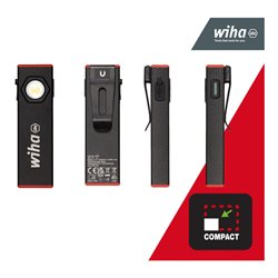 Wiha Handleuchte 800 lm, 5 Leuchtmodi, Werkstattlampe aufladbar, Akku LED Taschenlampe super hell, Arbeitsleuchte, USB-C aufladb