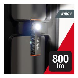 Wiha Handleuchte 800 lm, 5 Leuchtmodi, Werkstattlampe aufladbar, Akku LED Taschenlampe super hell, Arbeitsleuchte, USB-C aufladb