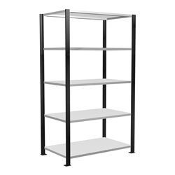 Schulte Büroregal Stecksystem MULTIplus150, 5 Fachböden, Tiefe 600 mm, beidseitig nutzbar, Aussteifung durch Längenriegel, mit M