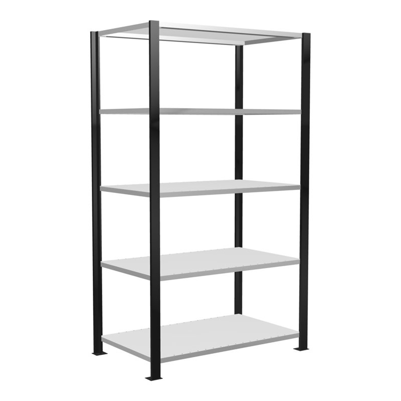 Schulte Büroregal Stecksystem MULTIplus150, 5 Fachböden, Tiefe 600 mm, beidseitig nutzbar, Aussteifung durch Längenriegel, mit M