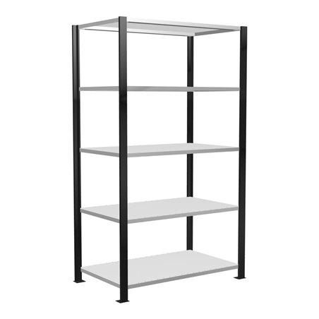 Schulte Büroregal Stecksystem MULTIplus150, 5 Fachböden, Tiefe 600 mm, beidseitig nutzbar, Aussteifung durch Längenriegel, mit M