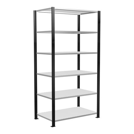 Schulte Büroregal Stecksystem MULTIplus150, 6 Fachböden, Tiefe 600 mm, beidseitig nutzbar, Aussteifung durch Längenriegel, mit M