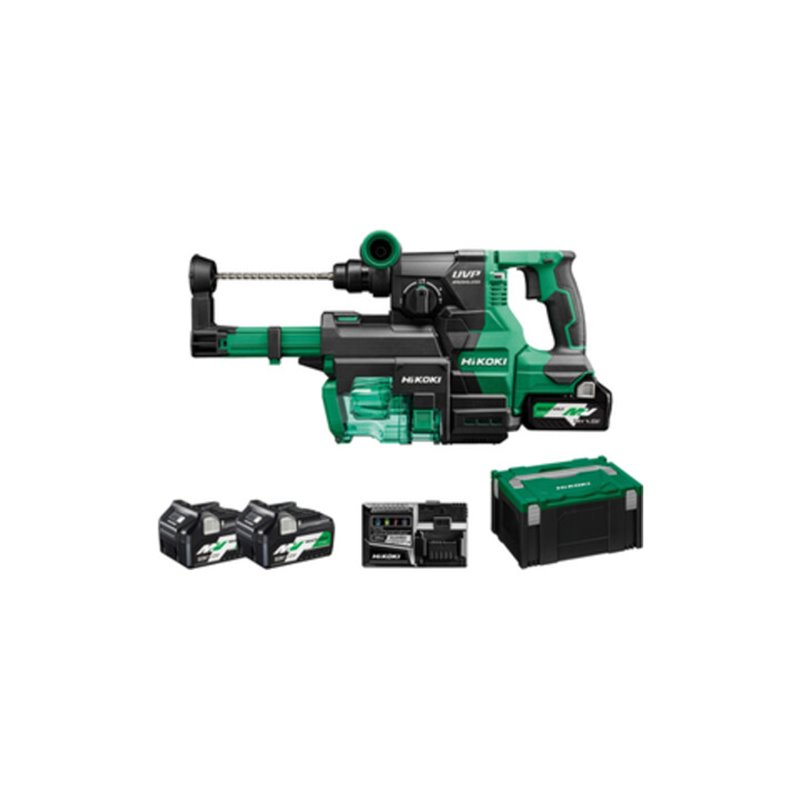 HiKOKI Akku-Bohr- und Meißelhammer (SDS-plus) DH3628DA (2,5 Ah) (HSC III) + Staubabsaugung