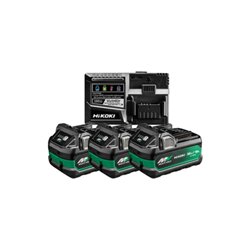 HiKOKI 3 Akkus 36V 2,5 Ah / 18V 5,0 Ah MULTI VOLT BSL36A18X + Ladegerät UC18YSL3