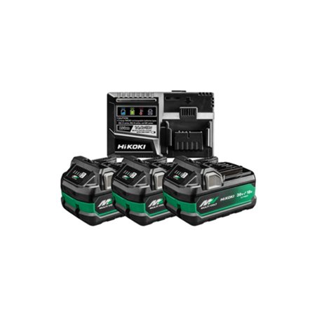 HiKOKI 3 Akkus 36V 2,5 Ah / 18V 5,0 Ah MULTI VOLT BSL36A18X + Ladegerät UC18YSL3