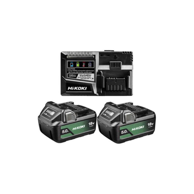 HiKOKI 2 Akkus 18V 5,0 Ah BSL1850MA + Ladegerät UC18YSL3