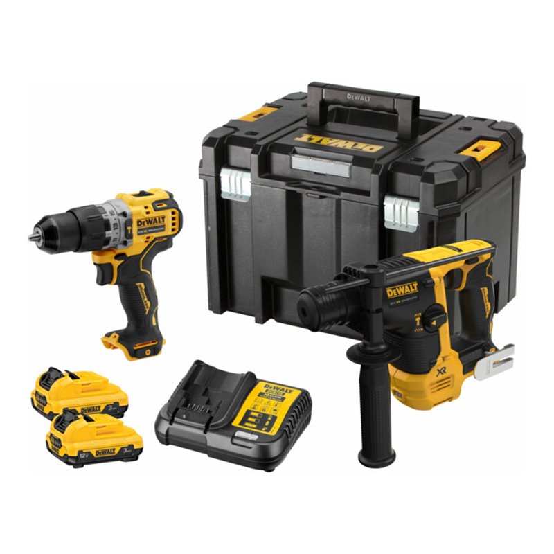 DEWALT Akku-Kombiset 2-tlg. 12V, 2x3 Ah Li-Ion (DCH072 + DCD706) in TSTAK-Box