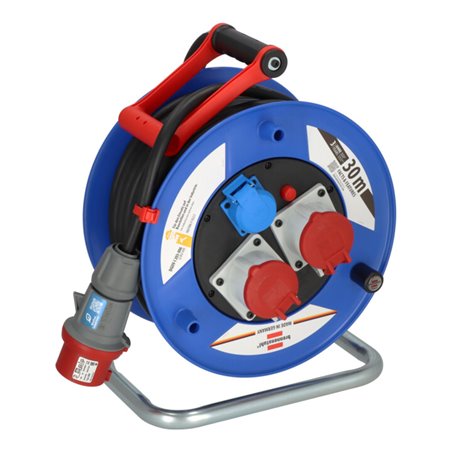 Brennenstuhl Garant CEE IP44 Industrie-/Baustellen-Kabeltrommel (30m Kabel in schwarz, Spezialkunststoff, Baustelleneinsatz und 