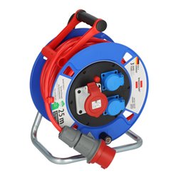 Brennenstuhl Garant CEE 1 IP44 Kabeltrommel (25m Kabel in signalrot, aus Spezialkunststoff, Einsatz im Außenbereich, Made in Ger