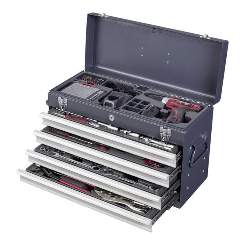 Kraftwerk Universal-Werkzeugkiste mit Akku-Bohrschrauber-Set