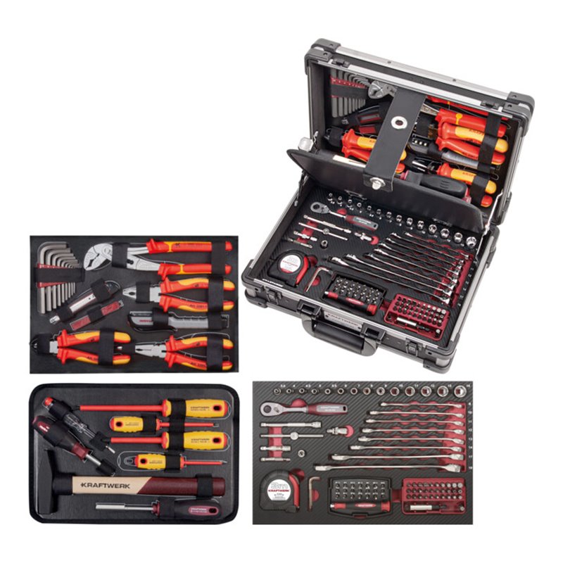Kraftwerk Profi-Alu-Werkzeugkoffer KW VDE 123-tlg.