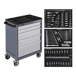 Kraftwerk Werkstattwagen BT700, 5 Schubladen, 154-tlg.