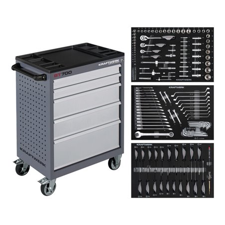 Kraftwerk Werkstattwagen BT700, 5 Schubladen, 154-tlg.