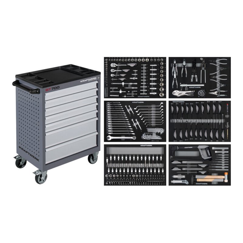 Kraftwerk Werkstattwagen BT700, mit 7 Schubladen bestückt, 301-tlg.