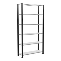 Schulte Büroregal Schraubsystem MULTIplus85, 6 Fachböden, Kreuzstrebe, einseitig nutzbar, Tiefe 300 mm, Aussteifung durch Eckwin