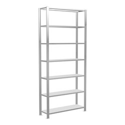 Schulte Büroregal Schraubsystem MULTIplus85, 7 Fachböden, Kreuzstrebe, einseitig nutzbar, Tiefe 300 mm, Aussteifung durch Eckwin