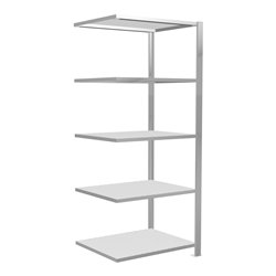 Schulte Anbauregal Schraubsystem MULTIplus150, 5 Fachböden, beidseitig nutzbar, Tiefe 600 mm, Aussteifung durch Längenriegel