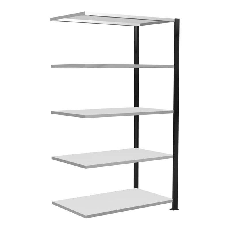 Schulte Anbauregal Schraubsystem MULTIplus150, 5 Fachböden, beidseitig nutzbar, Tiefe 600 mm, Aussteifung durch Längenriegel, mi