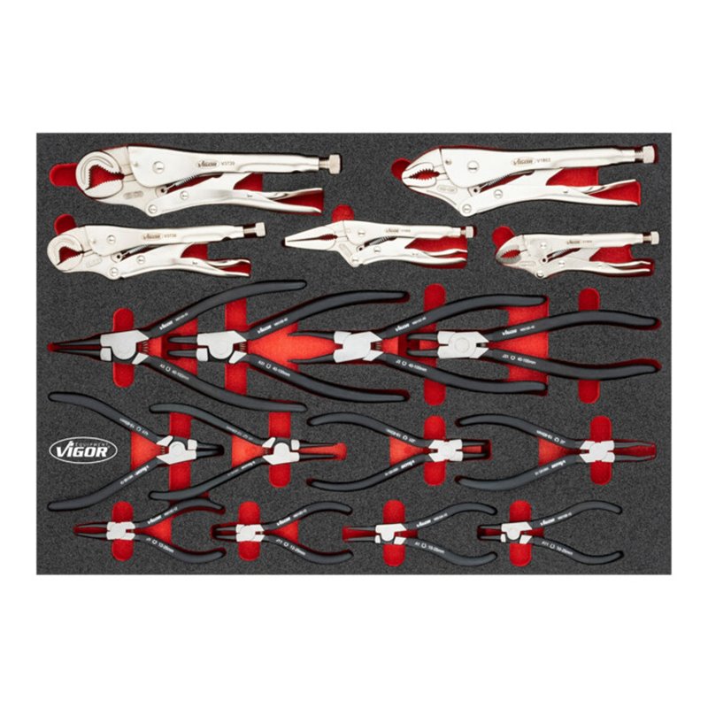 VIGOR Zangen Satz, V6816N, 17-teilig, 11 – 19 mm, 16 – 27 mm