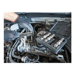 VIGOR Zündkerzen Steckschlüssel Satz, V7002/4, 3/8 Zoll (10 mm) Vierkant, Außen Doppelsechskant Profil, 4-teilig, 14, 16, 18, 20