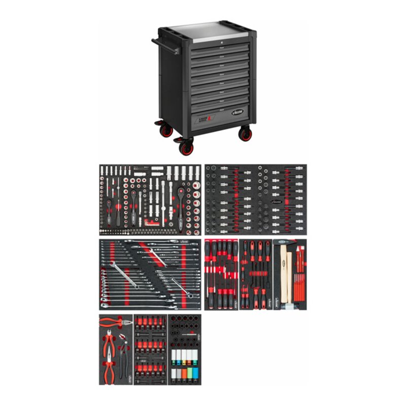 VIGOR Werkstattwagen SeriesL, mit Sortiment, V1901-X/376, 376-teilig