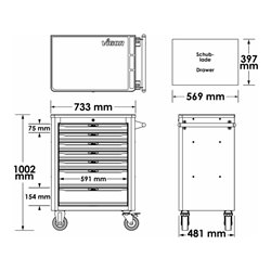 VIGOR Werkstattwagen SeriesL, mit Sortiment, V1901-X/376, 376-teilig
