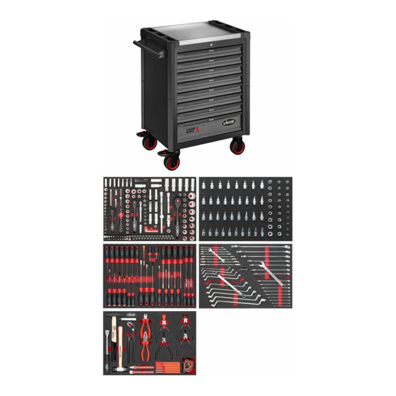 VIGOR Werkstattwagen SeriesL, mit Sortiment, V4560-X, 344-teilig