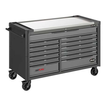 VIGOR Werkstattwagen SeriesXXL, Edelstahl-Arbeitsplatte, leer, V4481-XXL, L x B x H: 1625x 695x 1017 mm