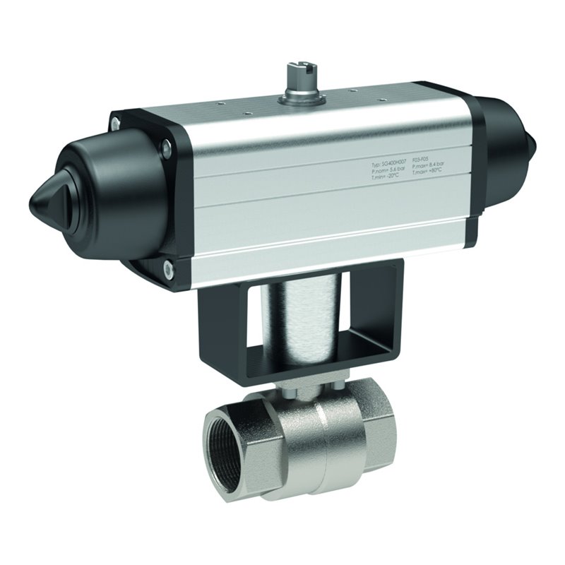 RIEGLER Edelstahl-KH mit pneumatischem Stellantrieb nach NAMUR, einfachwirkend