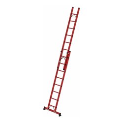 Munk Sprossen-Schiebeleiter 2-teilig GFK mit nivello® Traverse 2x8 Sprossen