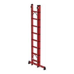 Munk Sprossen-Schiebeleiter 2-teilig GFK mit nivello® Traverse 2x8 Sprossen