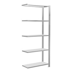 Schulte Anbauregal Stecksystem MULTIplus85, 5 Fachböden, einseitig nutzbar, Tiefe 300 mm, Aussteifung durch Kreuzstrebe, mit Ans