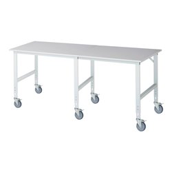 Rau Fahrbarer Arbeitstisch (HV) Tom (6 LR), B2500xT1000xH910-1230mm, M-Platte-22mm