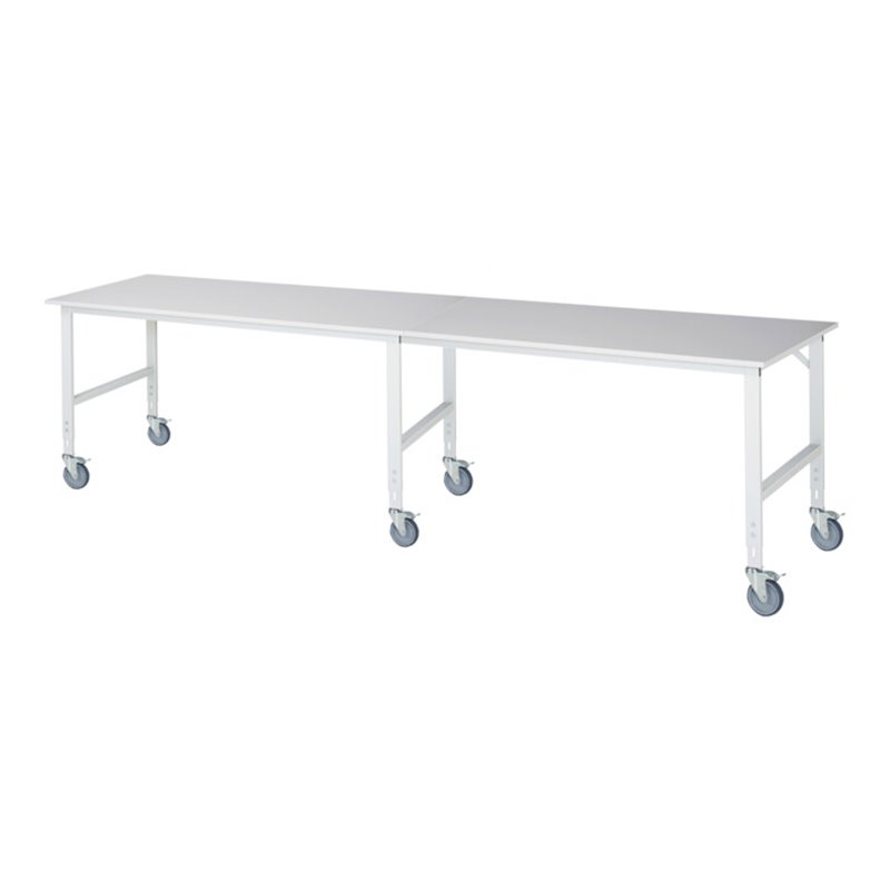 Rau Fahrbarer Arbeitstisch (HV) Tom (6 LR), B4000xT1000xH910-1230mm, M-Platte-22mm