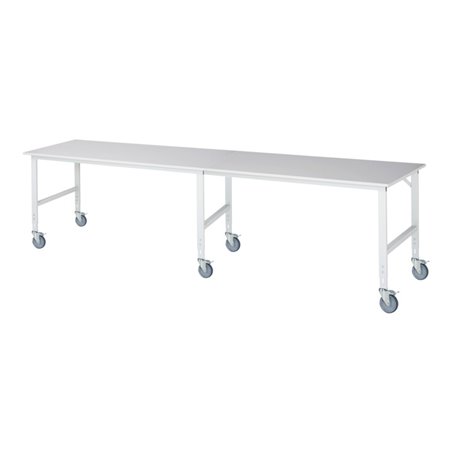 Rau Fahrbarer Arbeitstisch (HV) Tom (6 LR), B4000xT1000xH910-1230mm, M-Platte-22mm