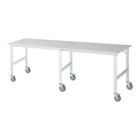 Rau Fahrbarer Arbeitstisch (HV) Tom (6 LR), B3000xT1000xH910-1230mm, M-Platte-22mm