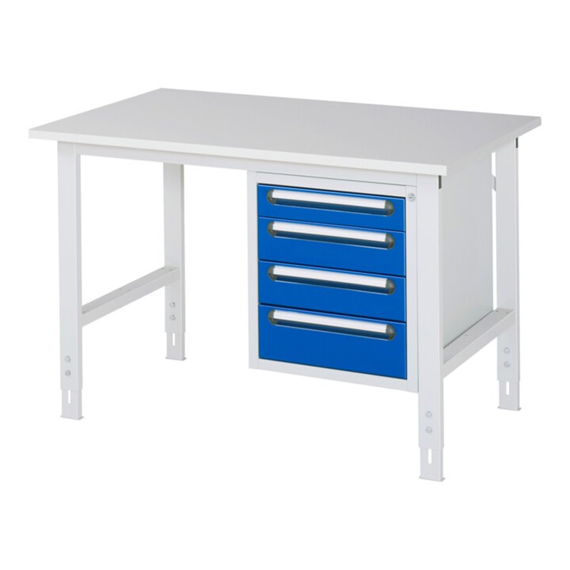 Rau Arbeitstisch Tom höhenverstellbar KM07, B1250xT800xH760-1080mm, M-Platte-22mm