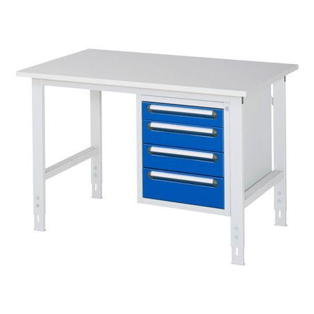 Rau Arbeitstisch Tom höhenverstellbar KM07, B1250xT800xH760-1080mm, M-Platte-22mm