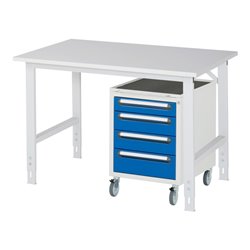 Rau Arbeitstisch Tom höhenverstellbar KM10, B1250xT800xH760-1080mm, M-Platte-22mm